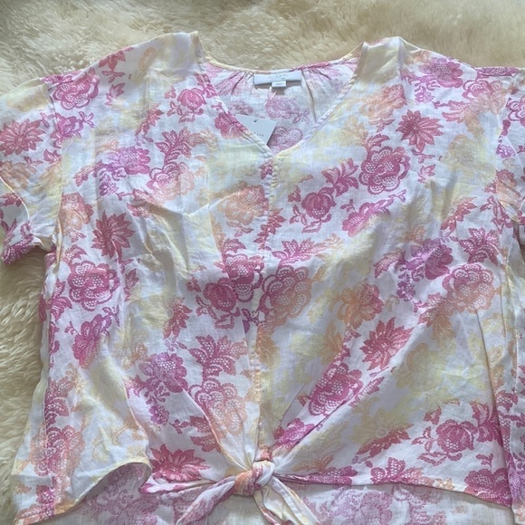 Linen Charter Club tie front top size L - Picture 1 of 10